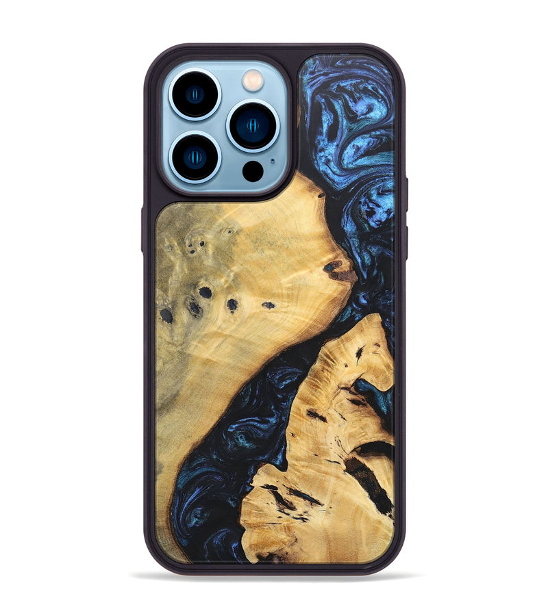 iPhone 14 Pro Max Wood+Resin Phone Case - Jami (Blue, 697271)