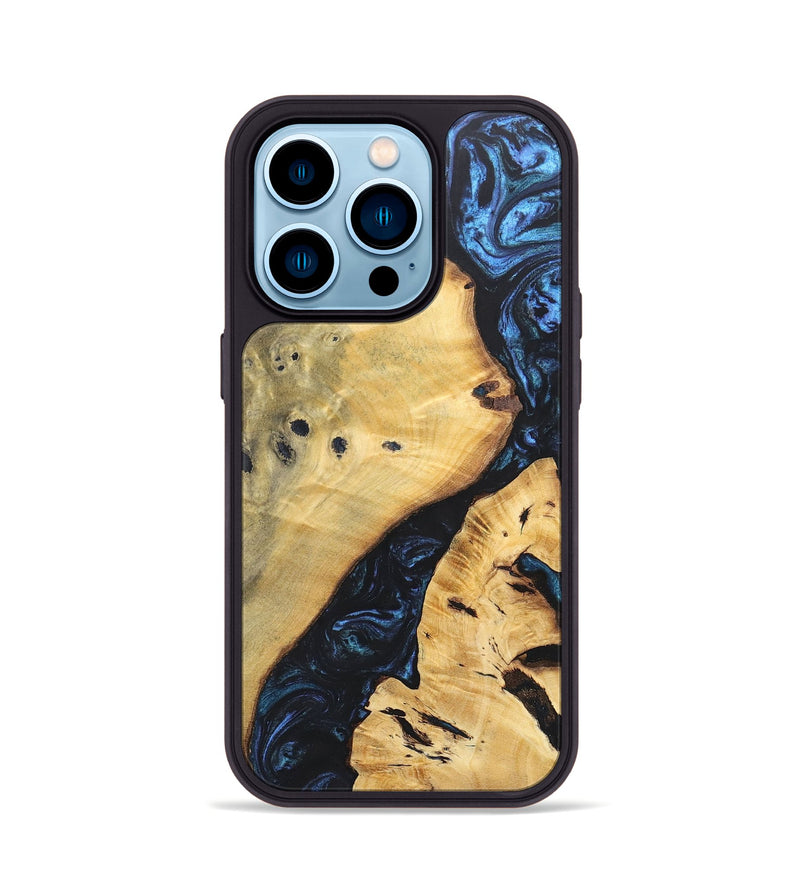 iPhone 14 Pro Wood+Resin Phone Case - Jami (Blue, 697271)