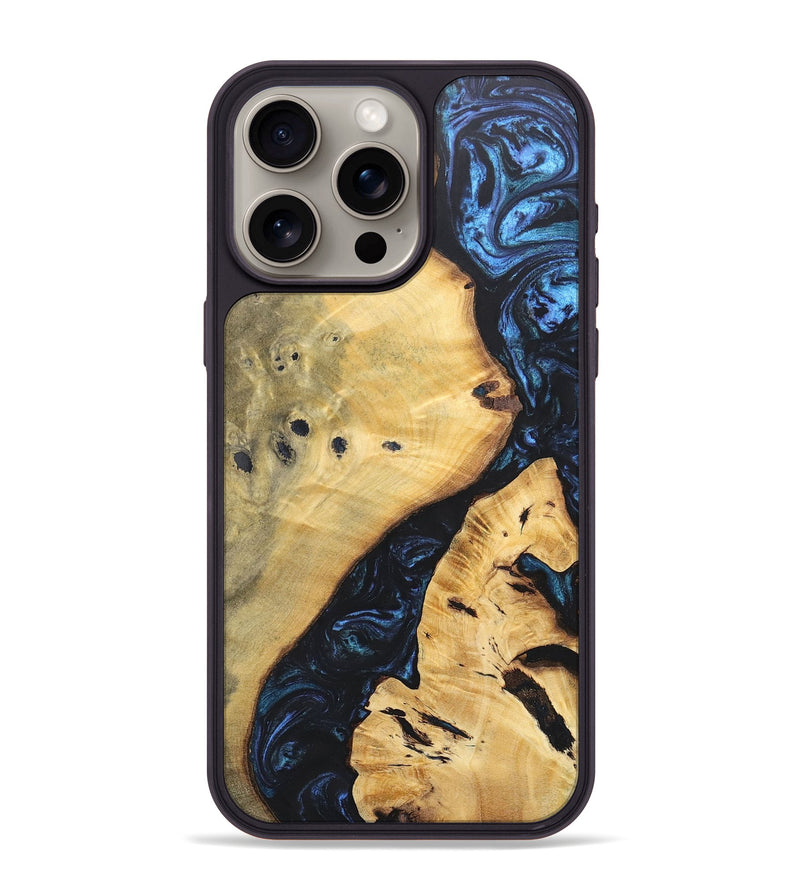 iPhone 15 Pro Max Wood+Resin Phone Case - Jami (Blue, 697271)