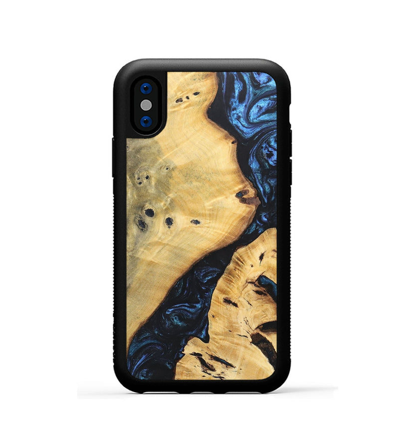 iPhone Xs Wood+Resin Phone Case - Jami (Blue, 697271)
