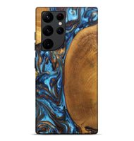 Galaxy S22 Ultra Wood+Resin Live Edge Phone Case - Gianni (Teal & Gold, 697333)