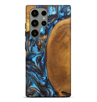 Galaxy S23 Ultra Wood+Resin Live Edge Phone Case - Gianni (Teal & Gold, 697333)