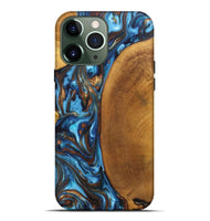 iPhone 13 Pro Max Wood+Resin Live Edge Phone Case - Gianni (Teal & Gold, 697333)