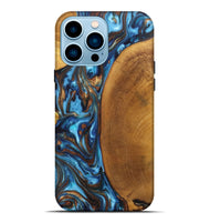 iPhone 14 Pro Max Wood+Resin Live Edge Phone Case - Gianni (Teal & Gold, 697333)