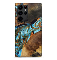 Galaxy S22 Ultra Wood+Resin Live Edge Phone Case - Leroy (Teal & Gold, 697335)