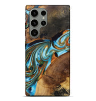 Galaxy S23 Ultra Wood+Resin Live Edge Phone Case - Leroy (Teal & Gold, 697335)
