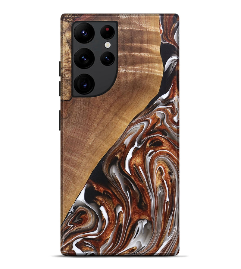 Galaxy S22 Ultra Wood+Resin Live Edge Phone Case - Ace (Black & White, 697342)