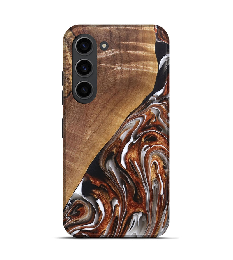Galaxy S23 Wood+Resin Live Edge Phone Case - Ace (Black & White, 697342)