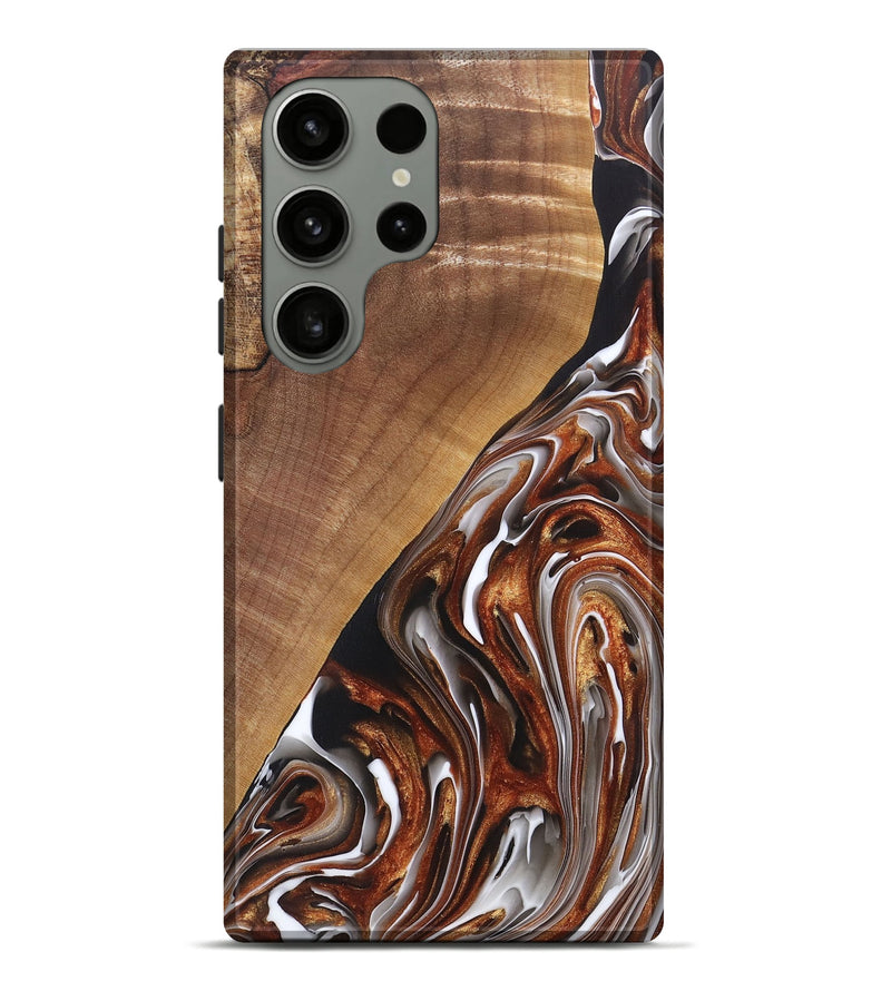 Galaxy S23 Ultra Wood+Resin Live Edge Phone Case - Ace (Black & White, 697342)
