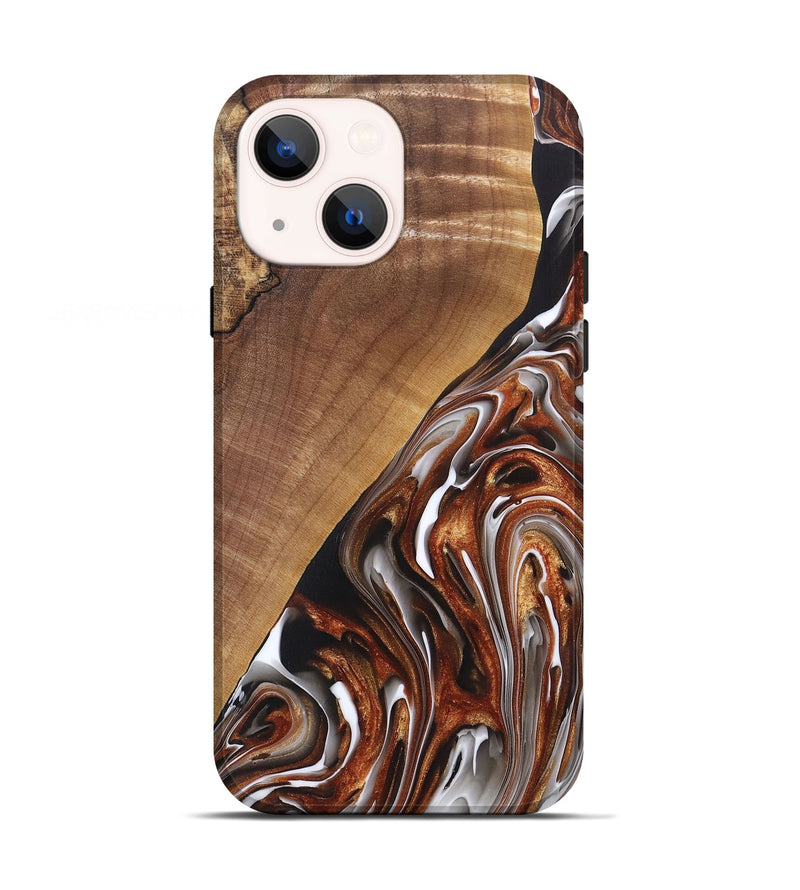 iPhone 13 Wood+Resin Live Edge Phone Case - Ace (Black & White, 697342)