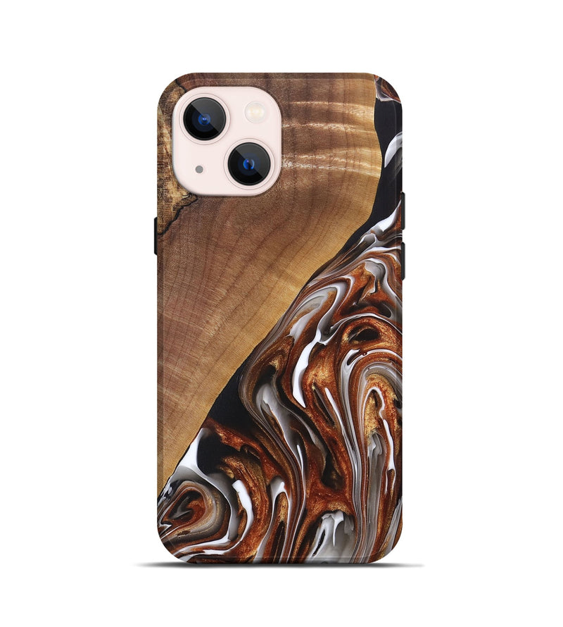 iPhone 13 mini Wood+Resin Live Edge Phone Case - Ace (Black & White, 697342)