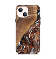 iPhone 14 Wood+Resin Live Edge Phone Case - Ace (Black & White, 697342)