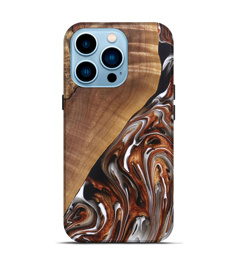 iPhone 14 Pro Wood+Resin Live Edge Phone Case - Ace (Black & White, 697342)
