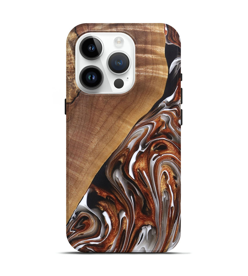 iPhone 15 Pro Wood+Resin Live Edge Phone Case - Ace (Black & White, 697342)