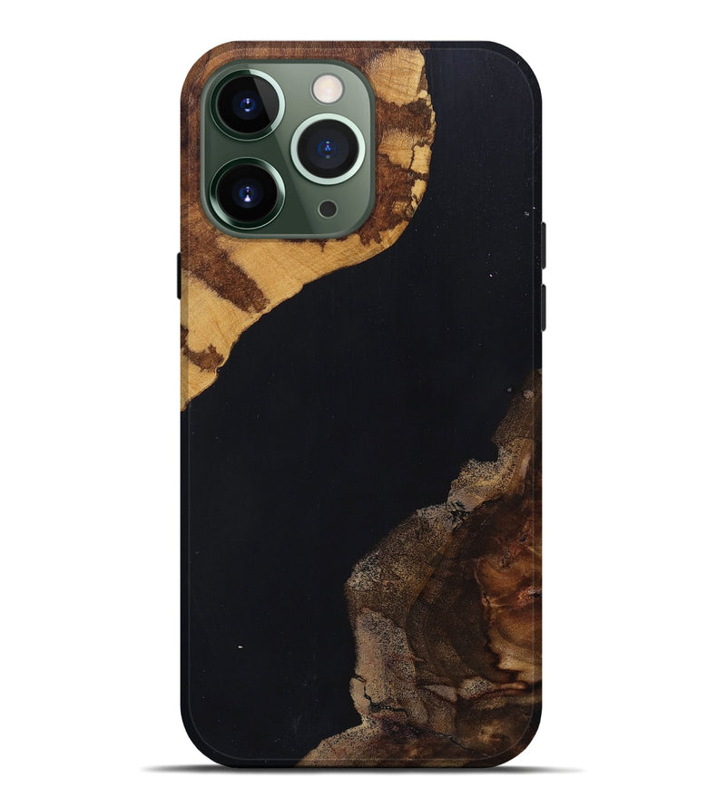 iPhone 13 Pro Max Wood+Resin Live Edge Phone Case - Lyla (Pure Black, 697348)
