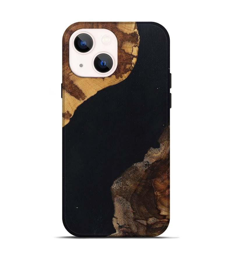 iPhone 14 Wood+Resin Live Edge Phone Case - Lyla (Pure Black, 697348)