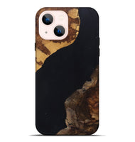 iPhone 14 Plus Wood+Resin Live Edge Phone Case - Lyla (Pure Black, 697348)