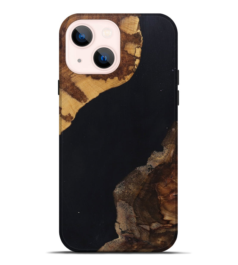 iPhone 14 Plus Wood+Resin Live Edge Phone Case - Lyla (Pure Black, 697348)