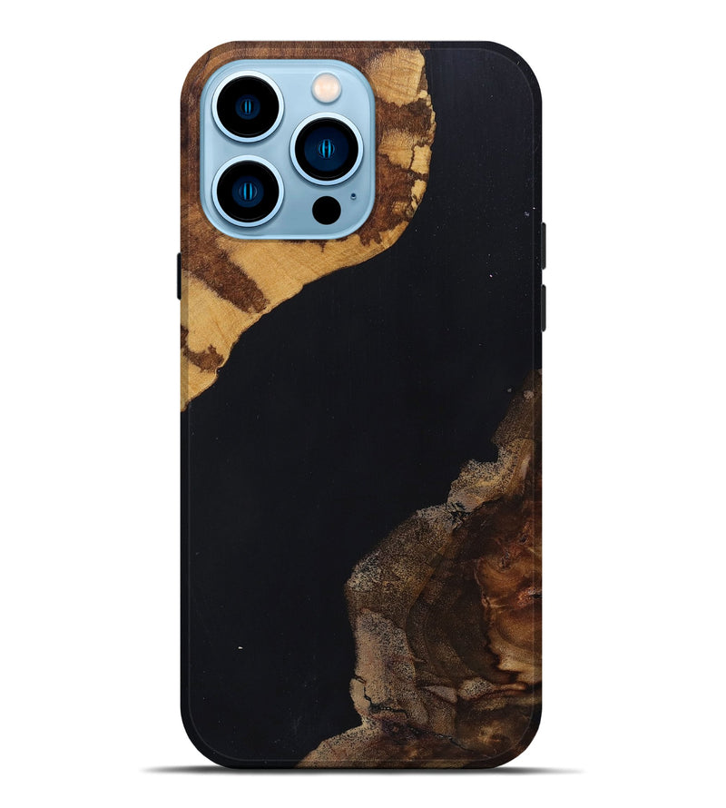 iPhone 14 Pro Max Wood+Resin Live Edge Phone Case - Lyla (Pure Black, 697348)