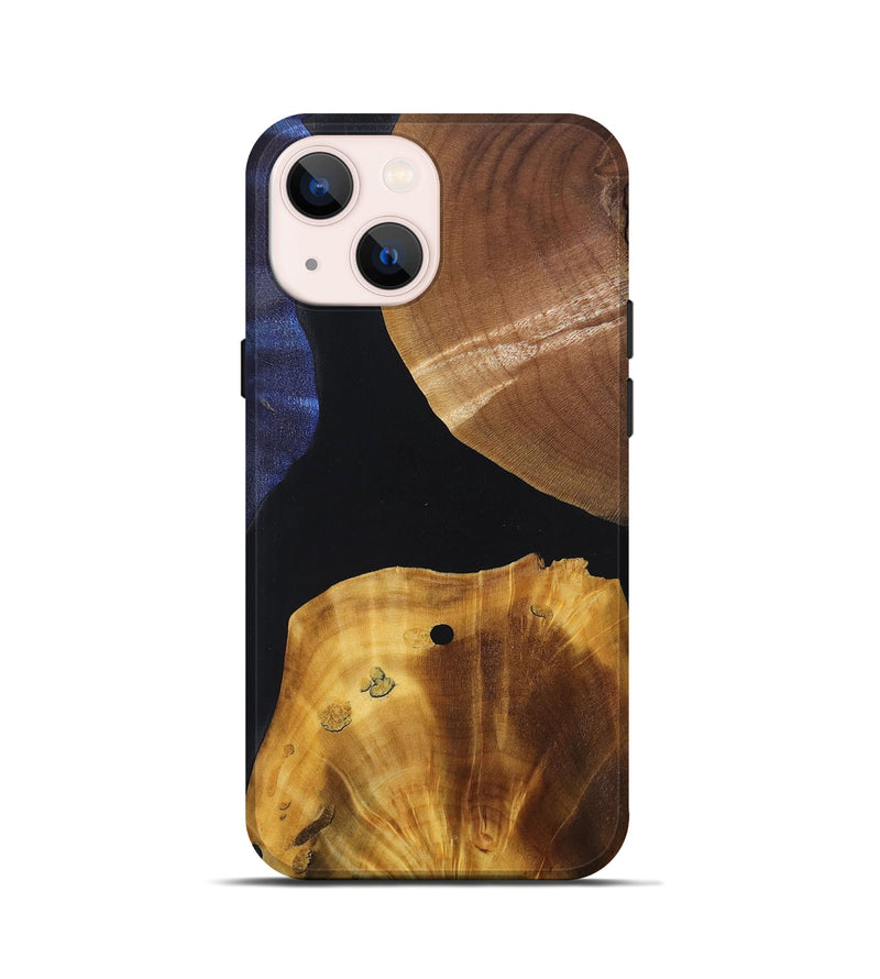 iPhone 13 mini Wood+Resin Live Edge Phone Case - Audrey (Pure Black, 697349)