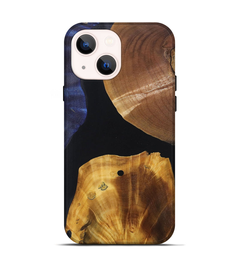 iPhone 14 Wood+Resin Live Edge Phone Case - Audrey (Pure Black, 697349)
