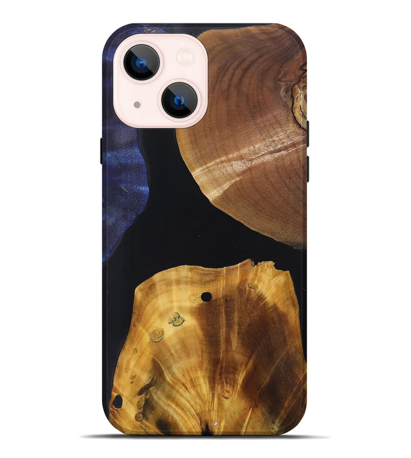 iPhone 14 Plus Wood+Resin Live Edge Phone Case - Audrey (Pure Black, 697349)