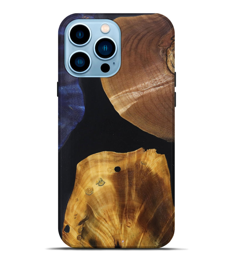 iPhone 14 Pro Max Wood+Resin Live Edge Phone Case - Audrey (Pure Black, 697349)