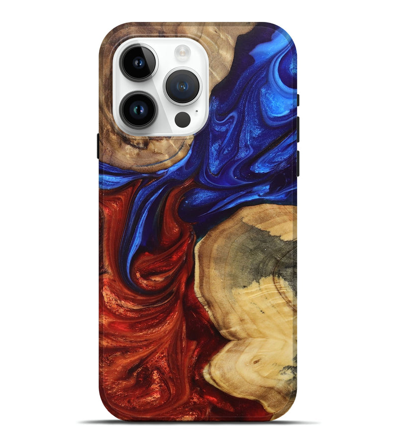 iPhone 15 Pro Max Wood+Resin Live Edge Phone Case - Josephine (Fire & Ice, 697353)
