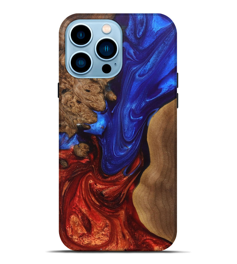 iPhone 14 Pro Max Wood+Resin Live Edge Phone Case - Messiah (Fire & Ice, 697356)