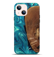 iPhone 14 Plus Wood+Resin Live Edge Phone Case - Jett (Green, 697359)