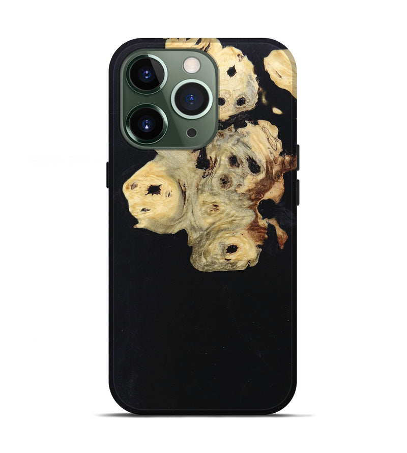 iPhone 13 Pro Wood+Resin Live Edge Phone Case - Iva (Pure Black, 697414)
