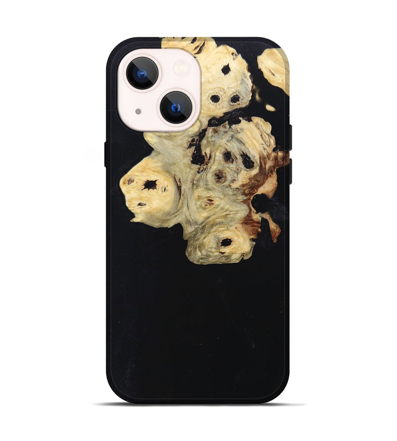 iPhone 14 Wood+Resin Live Edge Phone Case - Iva (Pure Black, 697414)