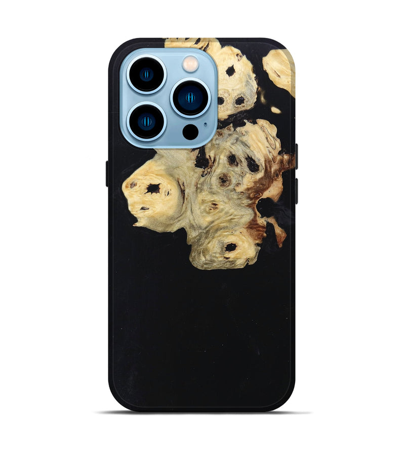 iPhone 14 Pro Wood+Resin Live Edge Phone Case - Iva (Pure Black, 697414)