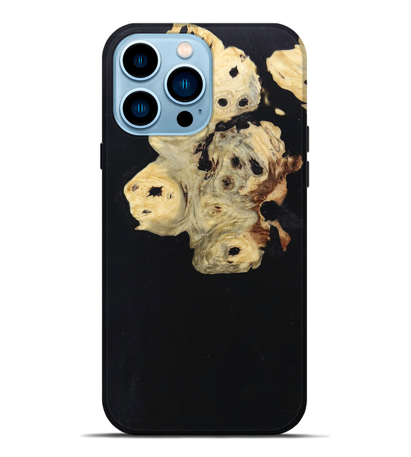 iPhone 14 Pro Max Wood+Resin Live Edge Phone Case - Iva (Pure Black, 697414)