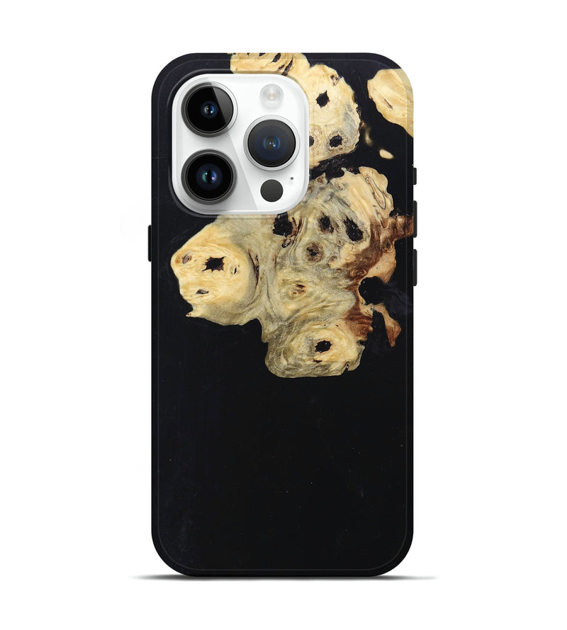 iPhone 15 Pro Wood+Resin Live Edge Phone Case - Iva (Pure Black, 697414)