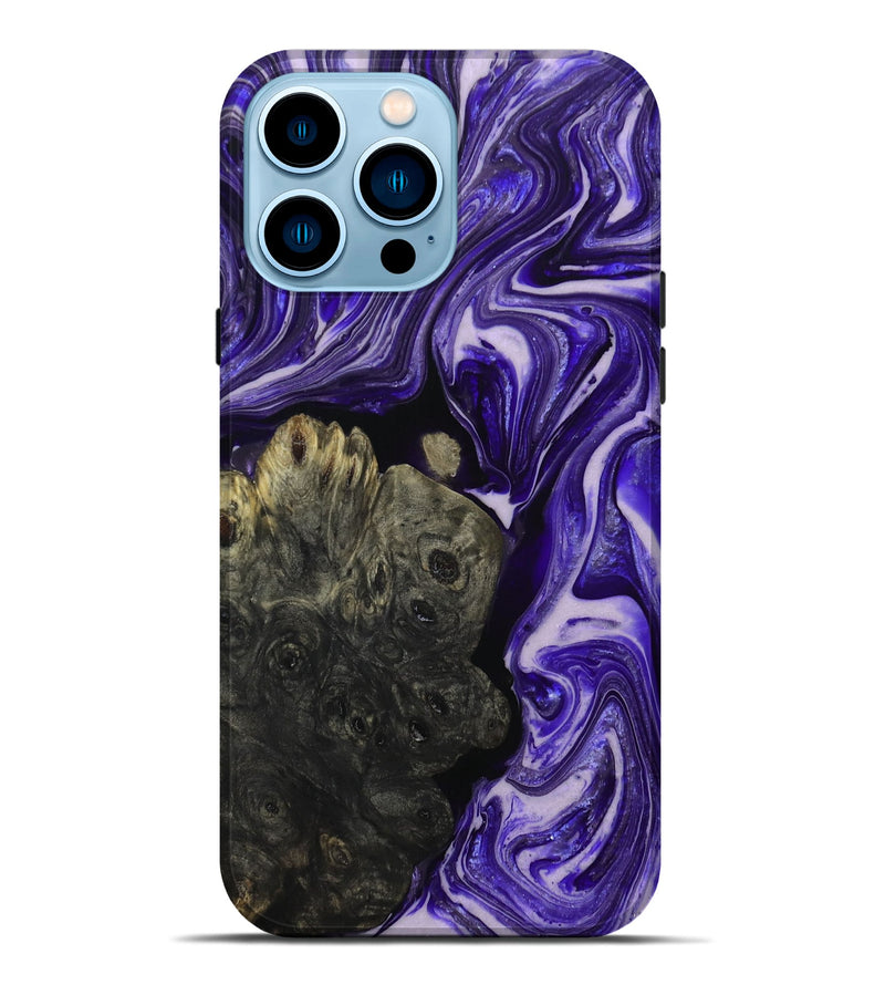 iPhone 14 Pro Max Wood+Resin Live Edge Phone Case - Remi (Purple, 697416)