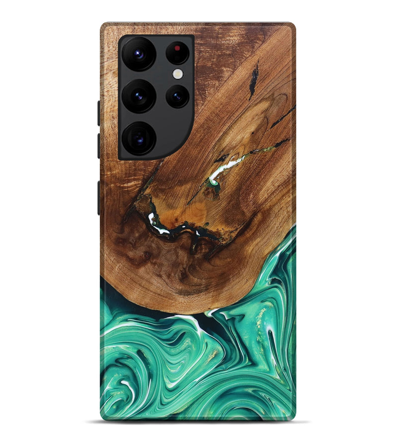 Galaxy S22 Ultra Wood+Resin Live Edge Phone Case - Freya (Green, 697418)