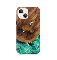 iPhone 13 mini Wood+Resin Live Edge Phone Case - Freya (Green, 697418)