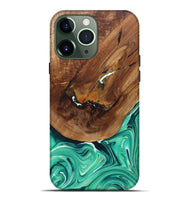 iPhone 13 Pro Max Wood+Resin Live Edge Phone Case - Freya (Green, 697418)