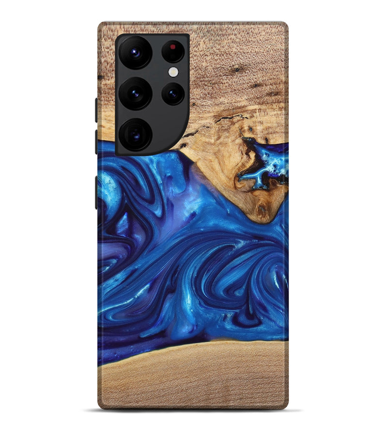 Galaxy S22 Ultra Wood+Resin Live Edge Phone Case - Silas (Blue, 697420)