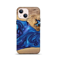 iPhone 13 mini Wood+Resin Live Edge Phone Case - Silas (Blue, 697420)