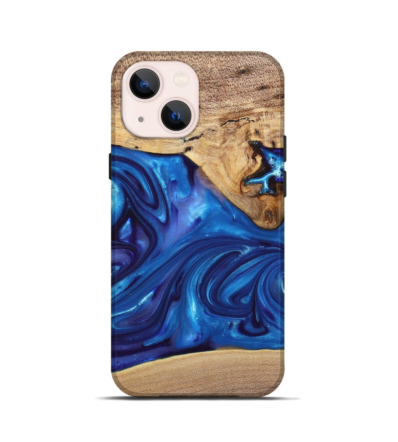 iPhone 13 mini Wood+Resin Live Edge Phone Case - Silas (Blue, 697420)