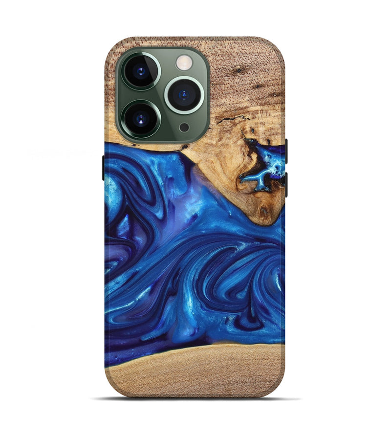iPhone 13 Pro Wood+Resin Live Edge Phone Case - Silas (Blue, 697420)