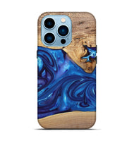 iPhone 14 Pro Wood+Resin Live Edge Phone Case - Silas (Blue, 697420)