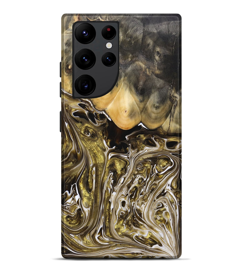 Galaxy S22 Ultra Wood+Resin Live Edge Phone Case - Lucia (Black & White, 697421)