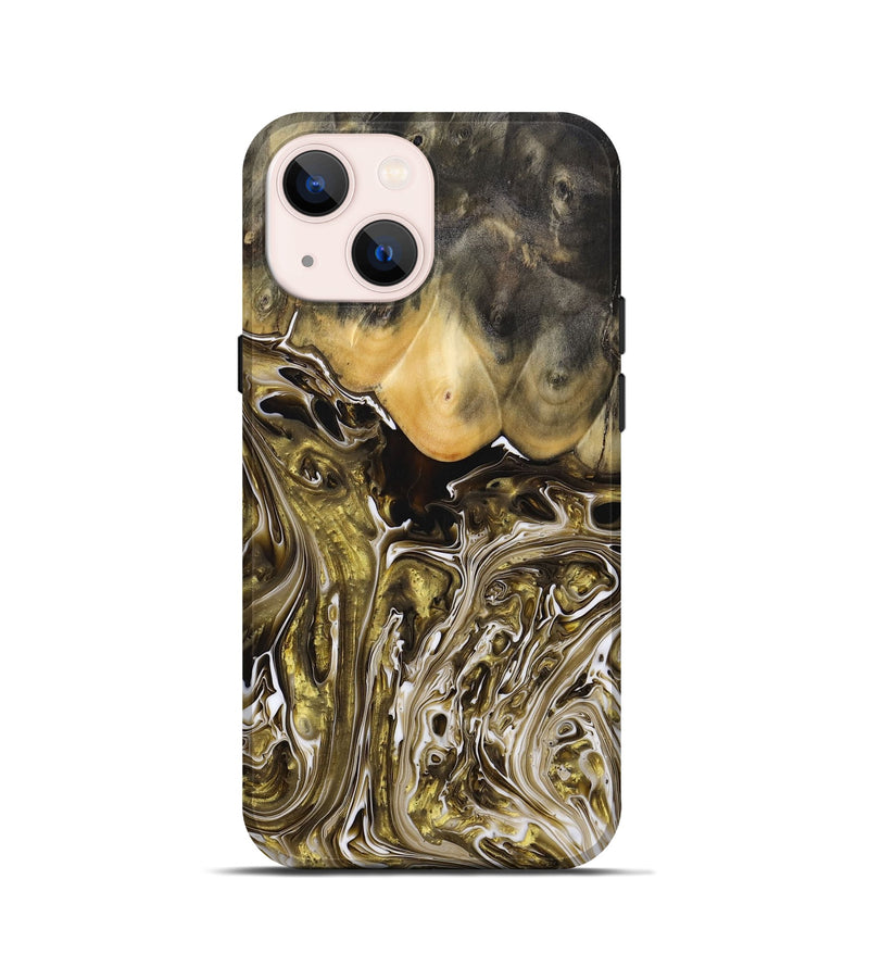iPhone 13 mini Wood+Resin Live Edge Phone Case - Lucia (Black & White, 697421)