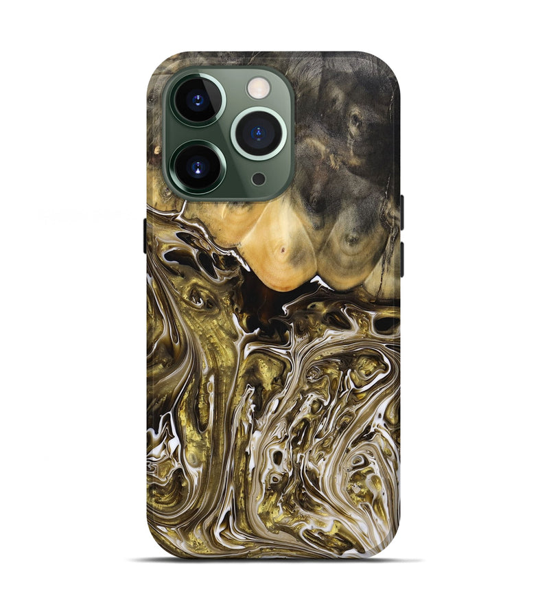 iPhone 13 Pro Wood+Resin Live Edge Phone Case - Lucia (Black & White, 697421)