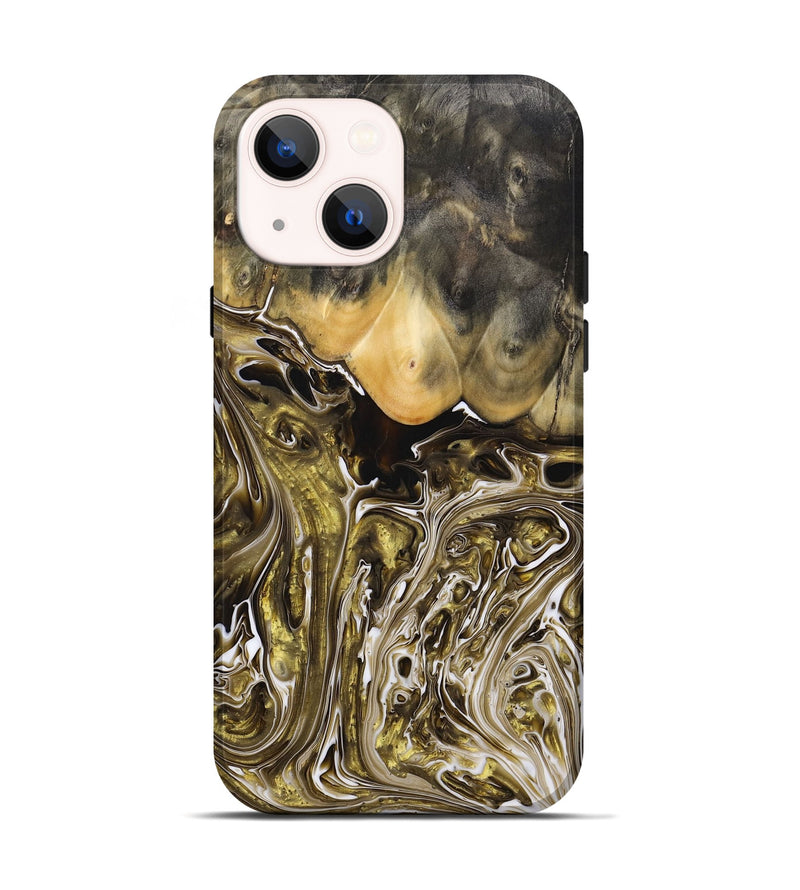iPhone 14 Wood+Resin Live Edge Phone Case - Lucia (Black & White, 697421)