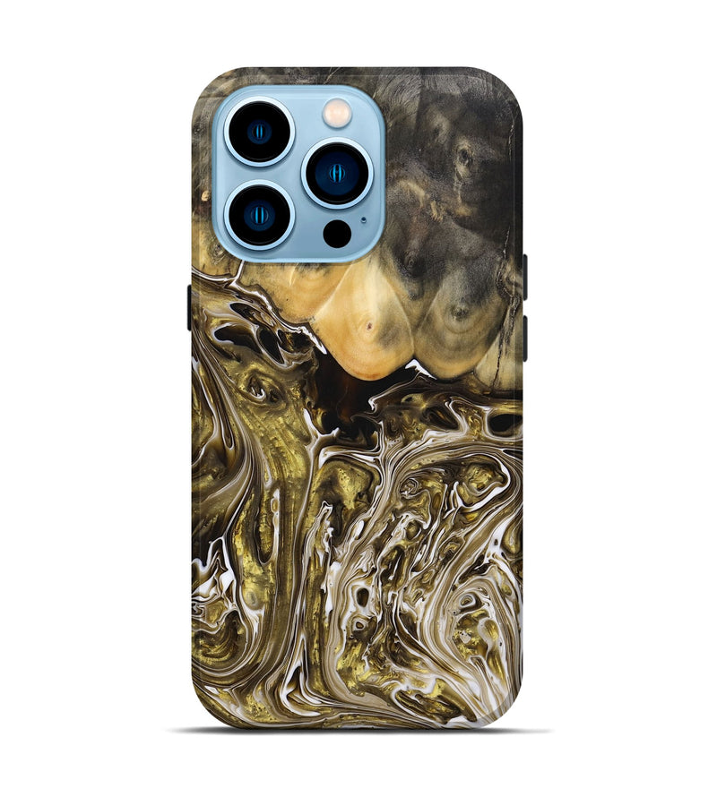 iPhone 14 Pro Wood+Resin Live Edge Phone Case - Lucia (Black & White, 697421)
