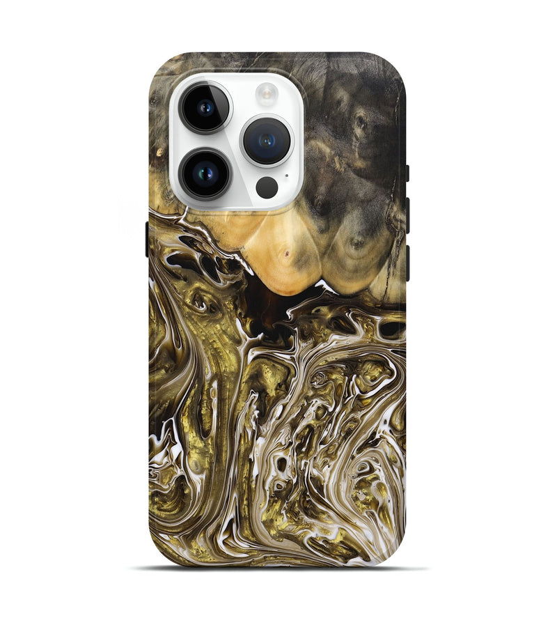 iPhone 15 Pro Wood+Resin Live Edge Phone Case - Lucia (Black & White, 697421)